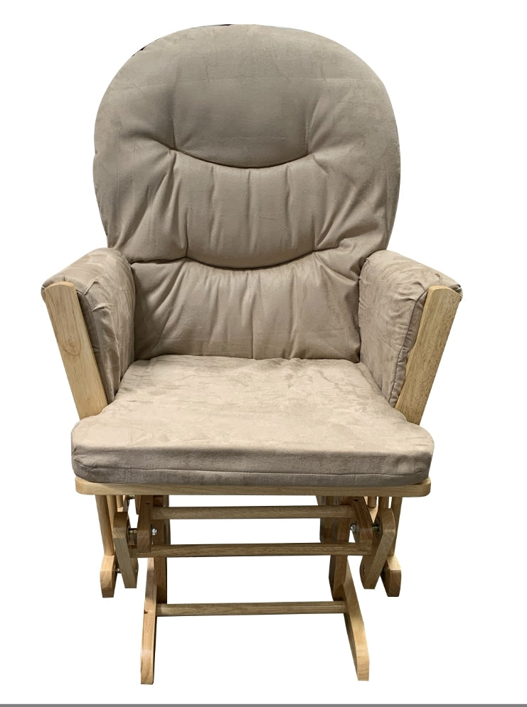 Rehan Taupe Microfiber & Natural Oak FinishGlider Chair with Ottoman - 1st Choice Furniture Direct