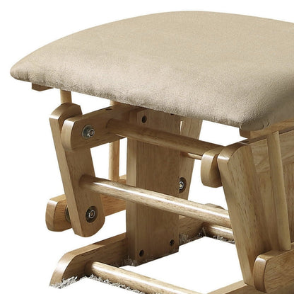 Rehan Taupe Microfiber & Natural Oak FinishGlider Chair with Ottoman - 1st Choice Furniture Direct