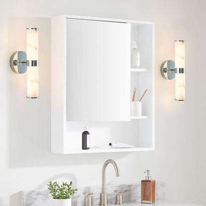Resin Imitation Marble and Chrome Wall Sconce, Set of 2,Modern Vertical Light Fixture for Bathrooms, Hallways, and Bedrooms (Only Indoor) - 1st Choice Furniture Direct