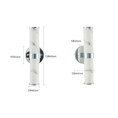 Resin Imitation Marble and Chrome Wall Sconce, Set of 2,Modern Vertical Light Fixture for Bathrooms, Hallways, and Bedrooms (Only Indoor) - 1st Choice Furniture Direct