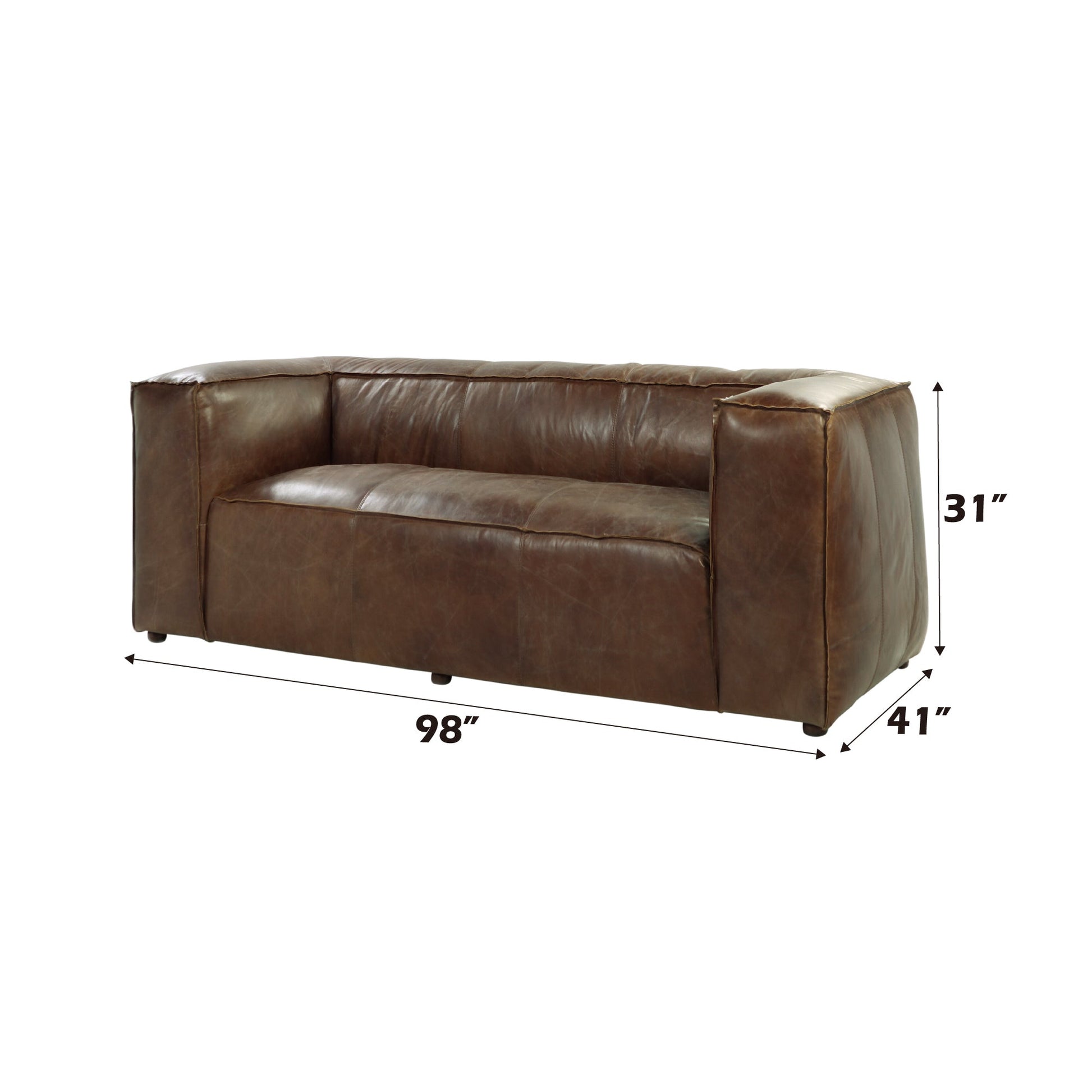 Retro Brown Top Grain Leather 5-Piece Sectional Sofa - 1st Choice Furniture Direct