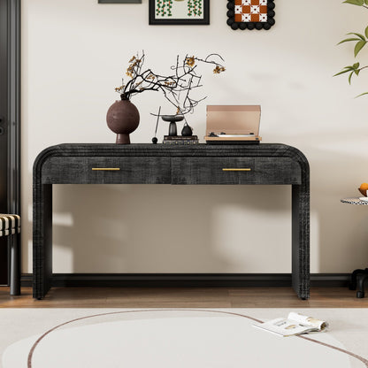 Retro Console Table with Drawers – Antique Black Entryway Table with Storage (59”) - 1st Choice Furniture Direct