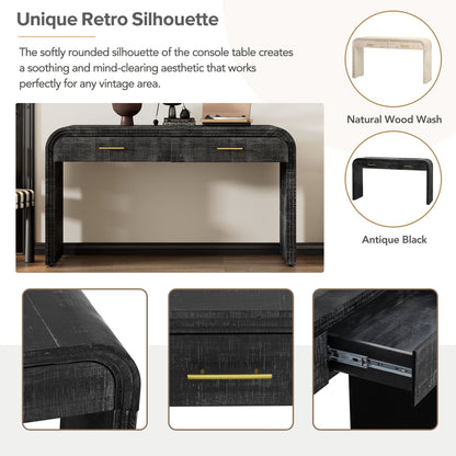 Retro Console Table with Drawers – Antique Black Entryway Table with Storage (59”) - 1st Choice Furniture Direct