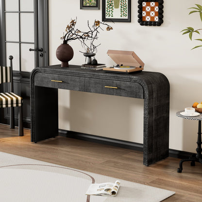 Retro Console Table with Drawers – Antique Black Entryway Table with Storage (59”) - 1st Choice Furniture Direct