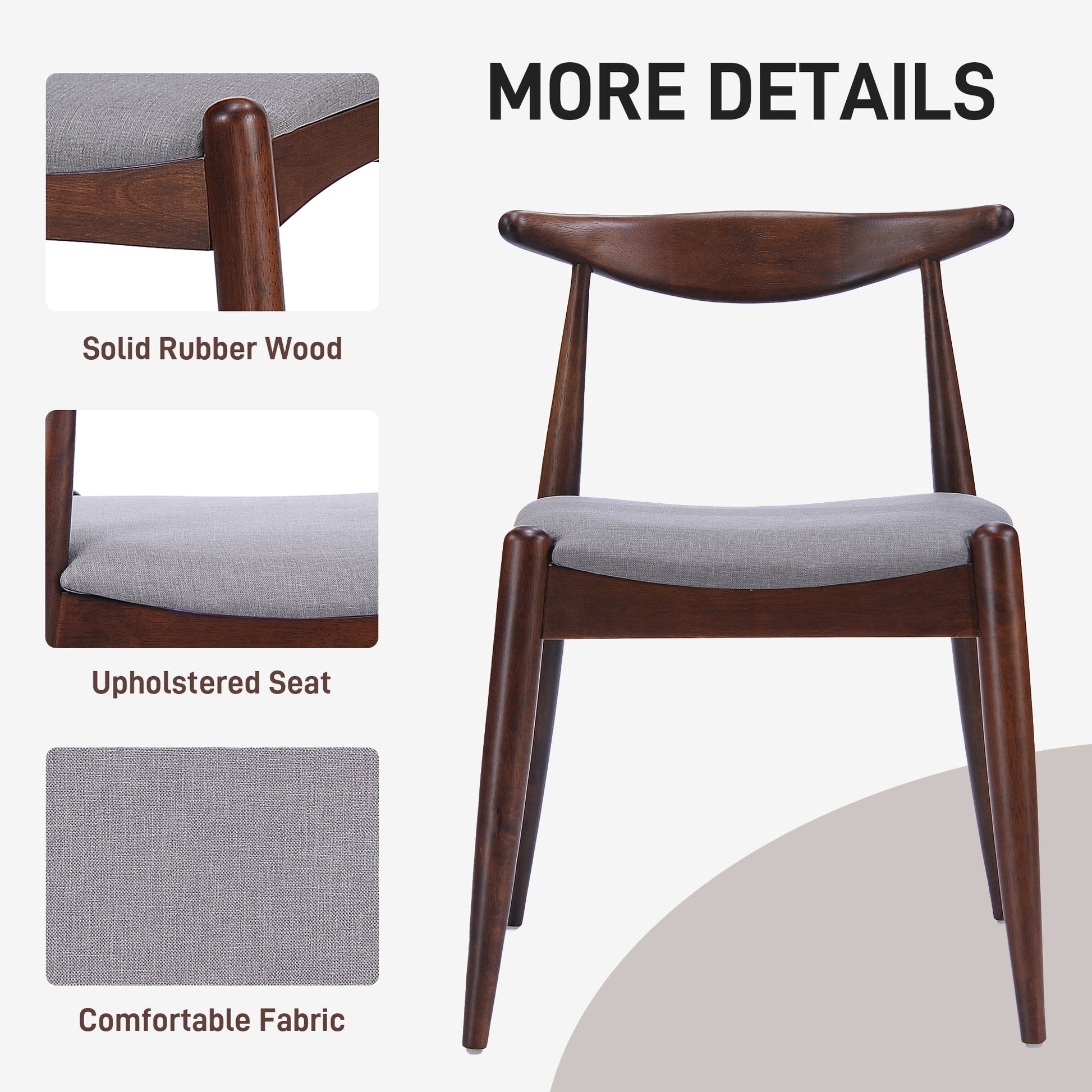 Retro - Elegant 5 - Piece Dining Set with Rubberwood Frame, Faux Wood Tabletop in Walnut and Light Gray, 1 Table 4 Chairs - 1st Choice Furniture Direct