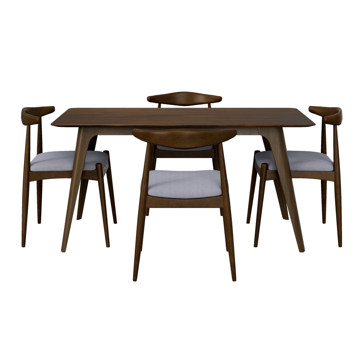 Retro - Elegant 5 - Piece Dining Set with Rubberwood Frame, Faux Wood Tabletop in Walnut and Light Gray, 1 Table 4 Chairs - 1st Choice Furniture Direct