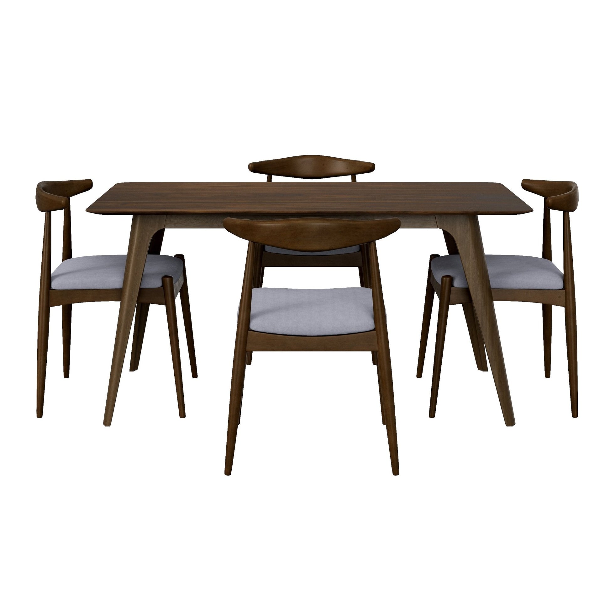 Retro - Elegant 5 - Piece Dining Set with Rubberwood Frame, Faux Wood Tabletop in Walnut and Light Gray, 1 Table 4 Chairs - 1st Choice Furniture Direct