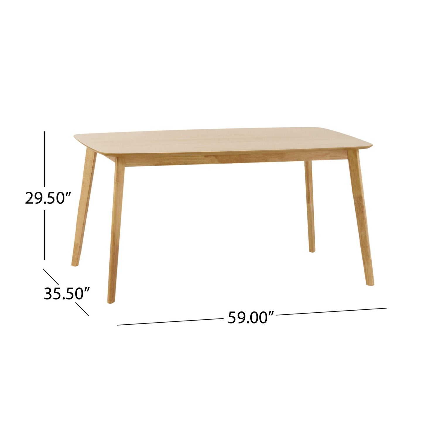 Retro Mid-Century Dining Table with Faux Wood Top and Natural Solid Wood Legs, 59-inch - 1st Choice Furniture Direct