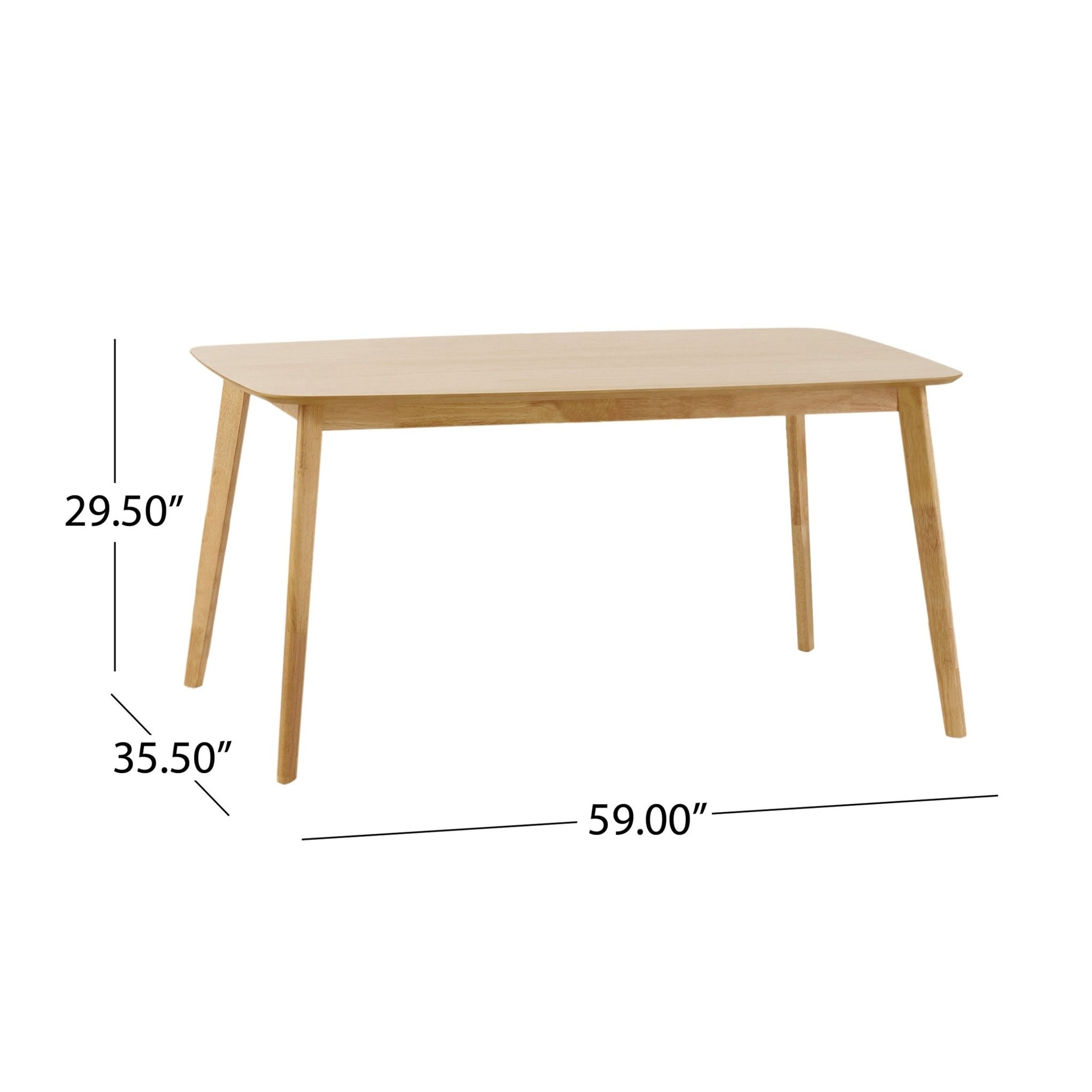 Retro Mid-Century Dining Table with Faux Wood Top and Natural Solid Wood Legs, 59-inch - 1st Choice Furniture Direct