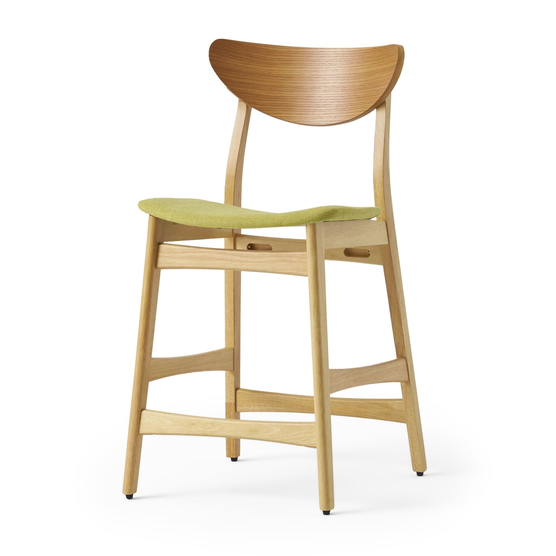 Retro - Modern Counter Height Chair Set with Cushioned Seats, Green Fabric, Rubberwood Frame, 36 Inch - 1st Choice Furniture Direct