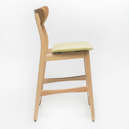 Retro - Modern Counter Height Chair Set with Cushioned Seats, Green Fabric, Rubberwood Frame, 36 Inch - 1st Choice Furniture Direct