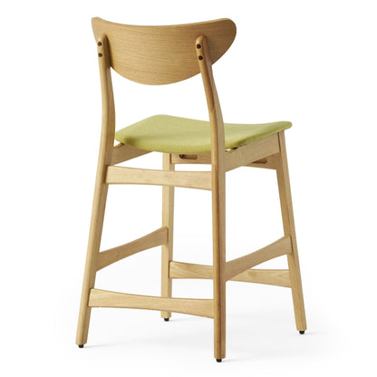 Retro - Modern Counter Height Chair Set with Cushioned Seats, Green Fabric, Rubberwood Frame, 36 Inch - 1st Choice Furniture Direct
