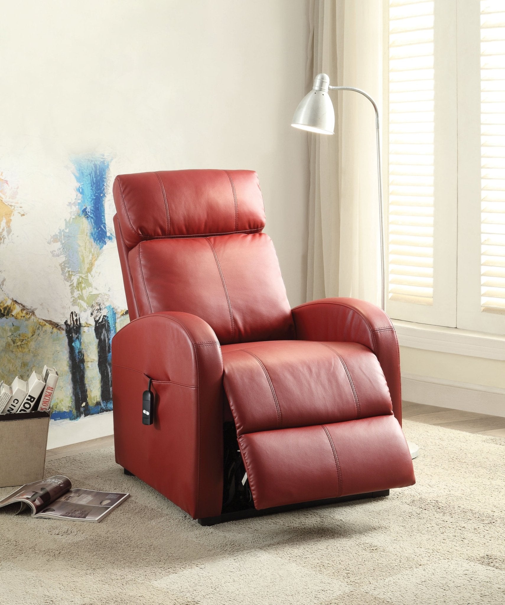 Ricardo Red PU Recliner w/ Power Lift - 1st Choice Furniture Direct