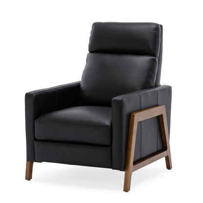 Richland Top Grain Leather Push Back Recliner Chair - Black - 1st Choice Furniture Direct