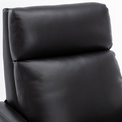 Richland Top Grain Leather Push Back Recliner Chair - Black - 1st Choice Furniture Direct