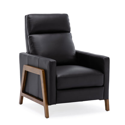 Richland Top Grain Leather Push Back Recliner Chair - Black - 1st Choice Furniture Direct