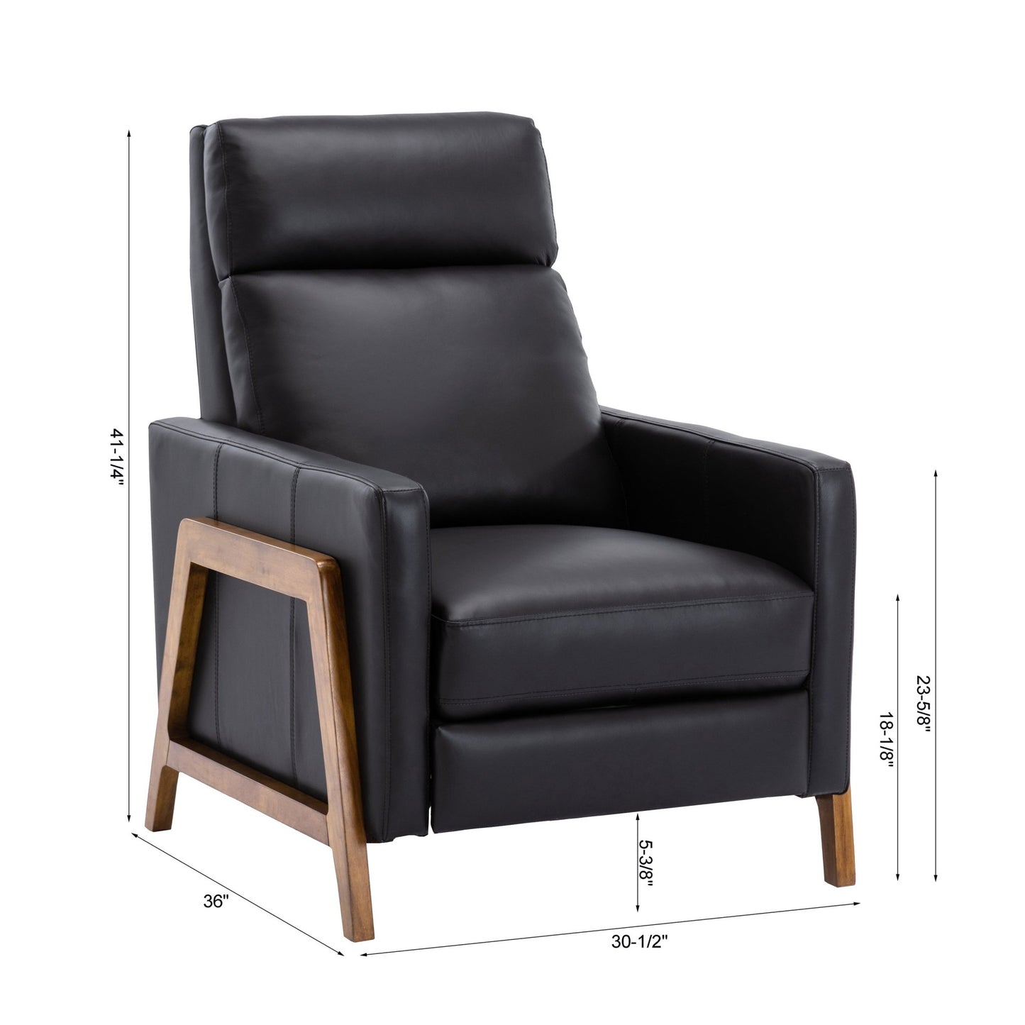Richland Top Grain Leather Push Back Recliner Chair - Black - 1st Choice Furniture Direct