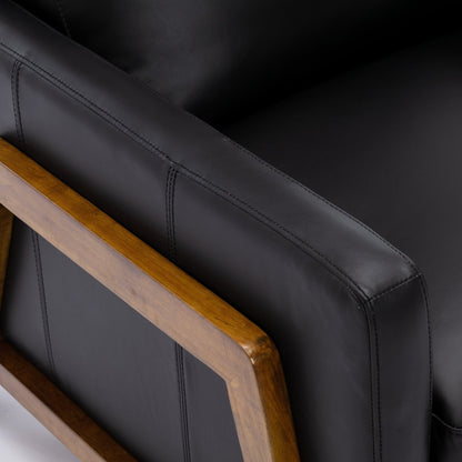 Richland Top Grain Leather Push Back Recliner Chair - Black - 1st Choice Furniture Direct