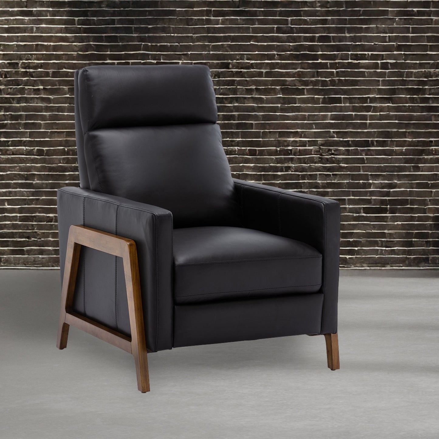 Richland Top Grain Leather Push Back Recliner Chair - Black - 1st Choice Furniture Direct