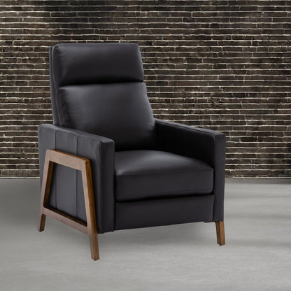 Richland Top Grain Leather Push Back Recliner Chair - Black - 1st Choice Furniture Direct