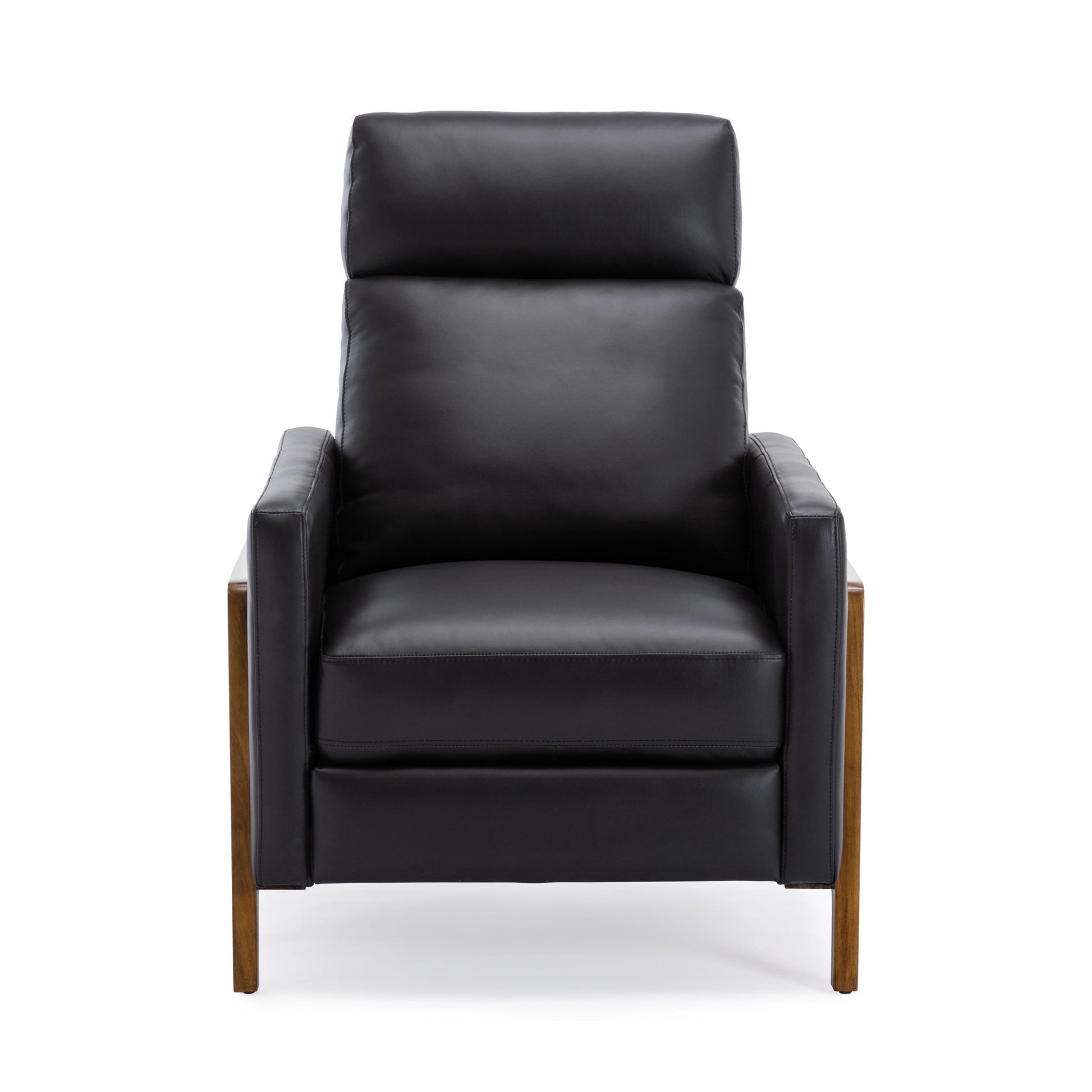 Richland Top Grain Leather Push Back Recliner Chair - Black - 1st Choice Furniture Direct