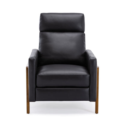 Richland Top Grain Leather Push Back Recliner Chair - Black - 1st Choice Furniture Direct