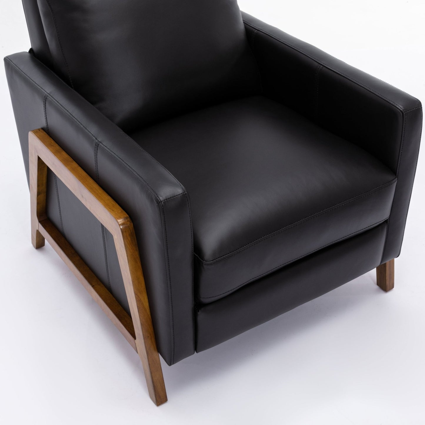 Richland Top Grain Leather Push Back Recliner Chair - Black - 1st Choice Furniture Direct