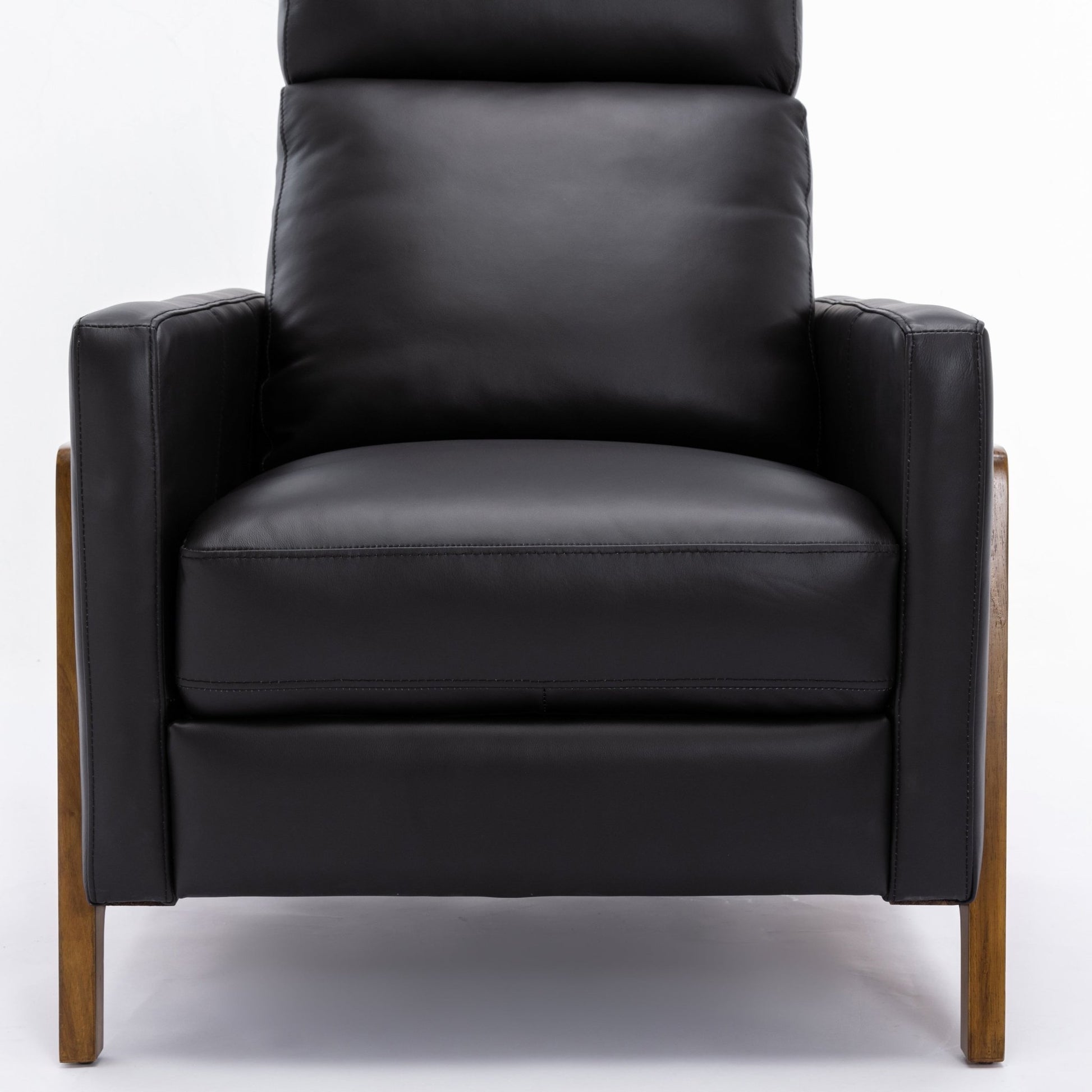 Richland Top Grain Leather Push Back Recliner Chair - Black - 1st Choice Furniture Direct