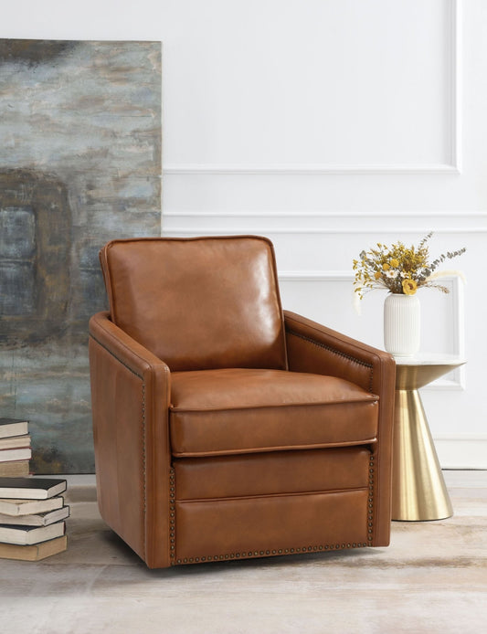 Rocha Brown Leather Aire Swivel Chair W/Glider - 1st Choice Furniture Direct