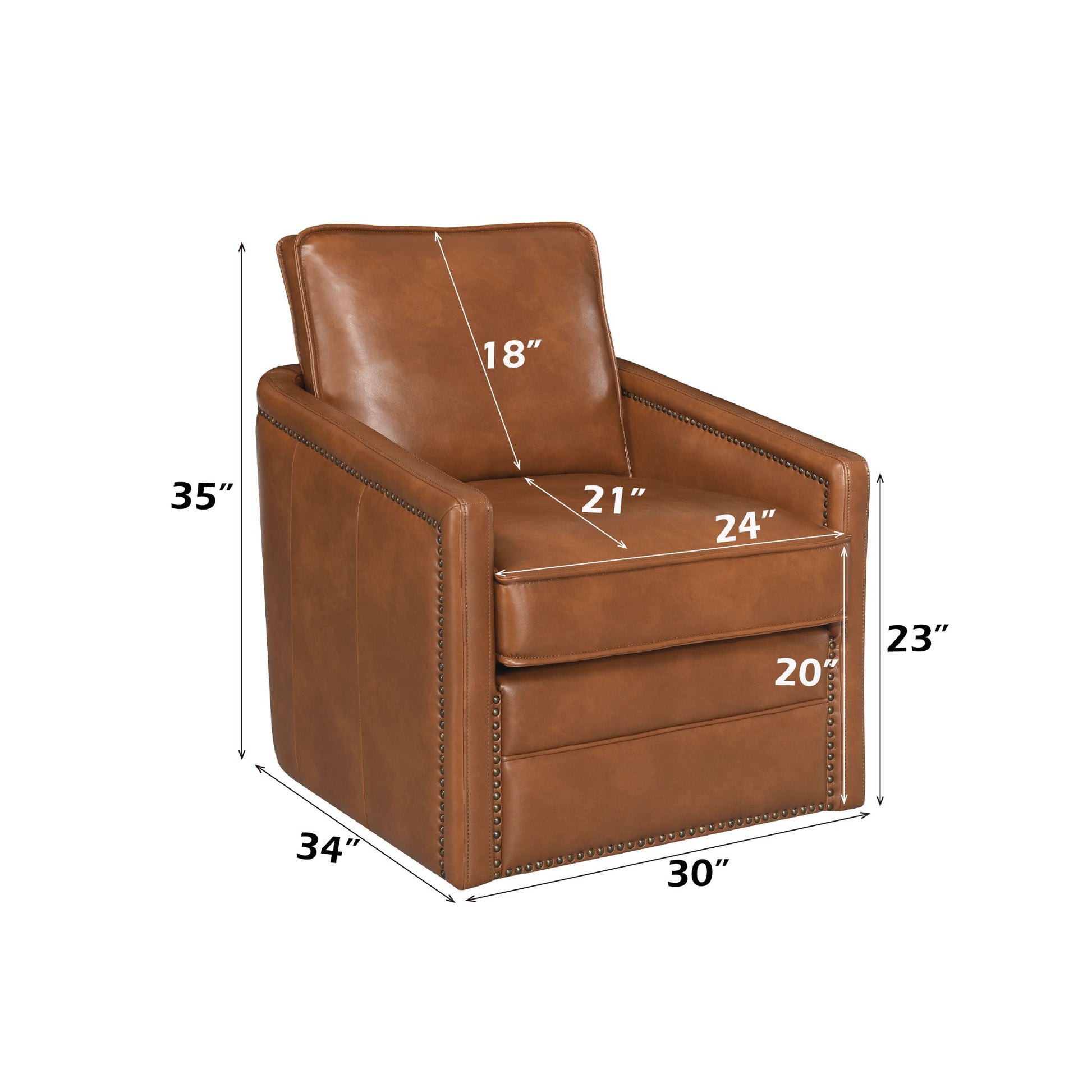 Rocha Brown Leather Aire Swivel Chair W/Glider - 1st Choice Furniture Direct