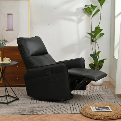 Rocking Recliner Chair,360°Swivel Nursery Rocking Chair,Glider Chair,Modern Small Rocking Swivel Recliner Chair for Bedroom,Living Room Chair Home Theater Seating,Side Pocket(Black+360°Swivel ) - 1st Choice Furniture Direct