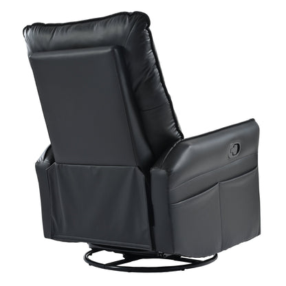 Rocking Recliner Chair,360°Swivel Nursery Rocking Chair,Glider Chair,Modern Small Rocking Swivel Recliner Chair for Bedroom,Living Room Chair Home Theater Seating,Side Pocket(Black+360°Swivel ) - 1st Choice Furniture Direct