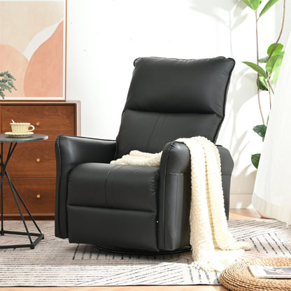 Rocking Recliner Chair,360°Swivel Nursery Rocking Chair,Glider Chair,Modern Small Rocking Swivel Recliner Chair for Bedroom,Living Room Chair Home Theater Seating,Side Pocket(Black+360°Swivel ) - 1st Choice Furniture Direct