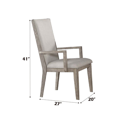 Rocky Fabric & Gray Oak Finish Arm Chair (Set of 2) - 1st Choice Furniture Direct
