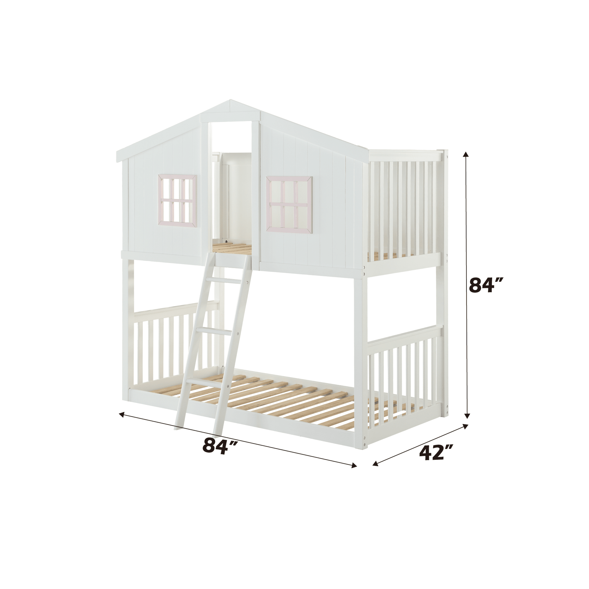 Rohan White & Pink Finish Cottage Twin/Twin Bunk Bed - 1st Choice Furniture Direct