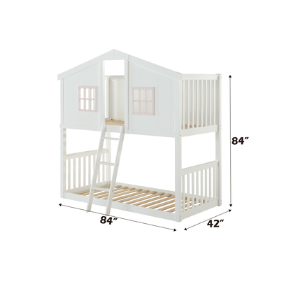 Rohan White & Pink Finish Cottage Twin/Twin Bunk Bed - 1st Choice Furniture Direct