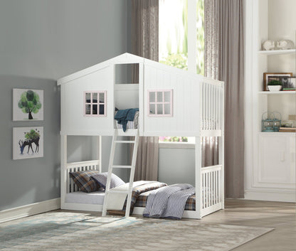 Rohan White & Pink Finish Cottage Twin/Twin Bunk Bed - 1st Choice Furniture Direct