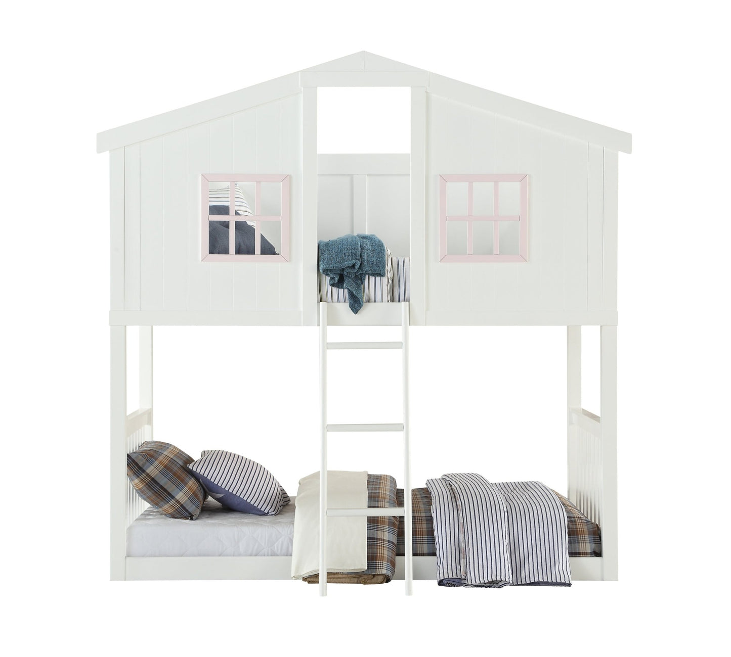 Rohan White & Pink Finish Cottage Twin/Twin Bunk Bed - 1st Choice Furniture Direct