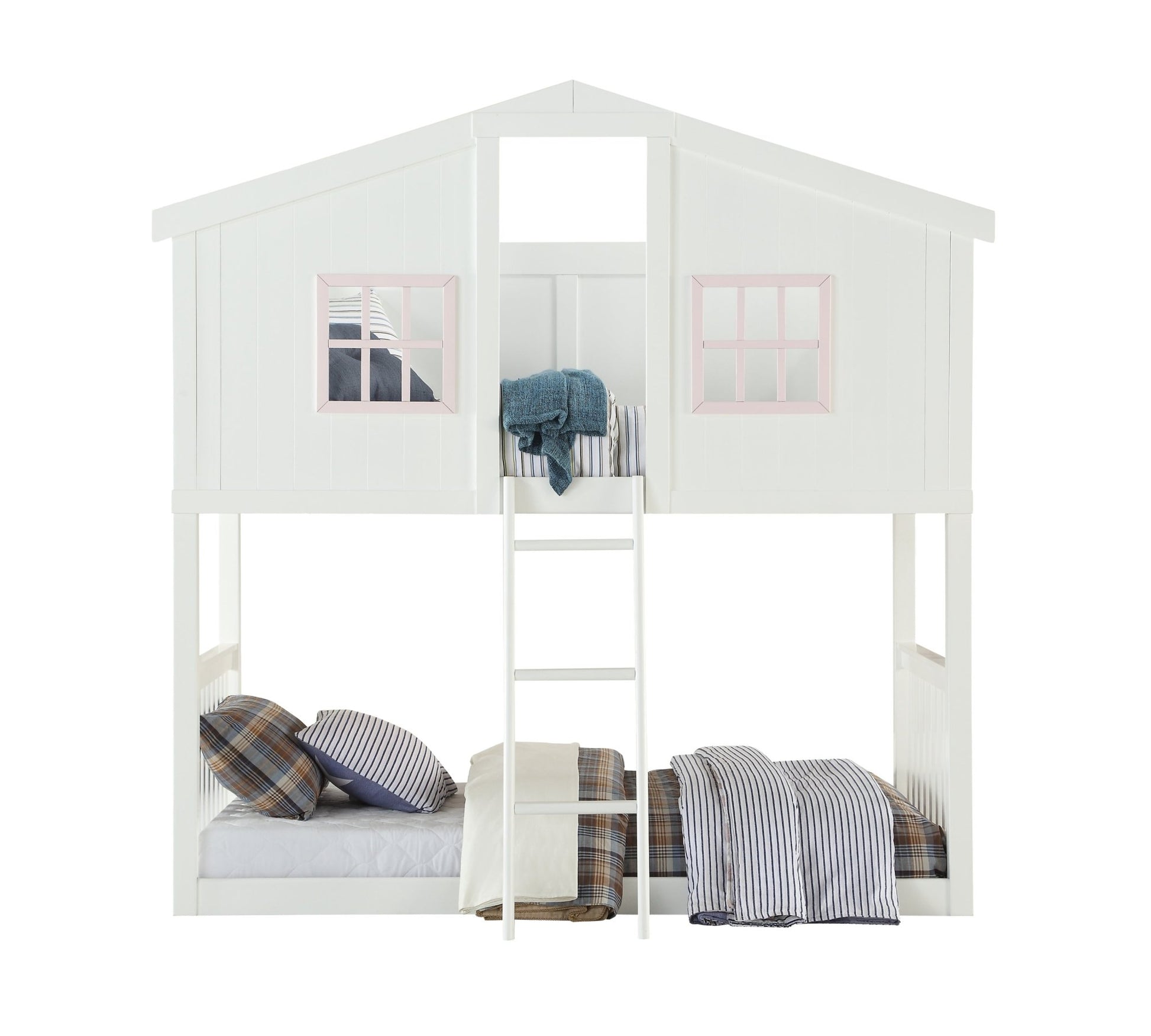 Rohan White & Pink Finish Cottage Twin/Twin Bunk Bed - 1st Choice Furniture Direct