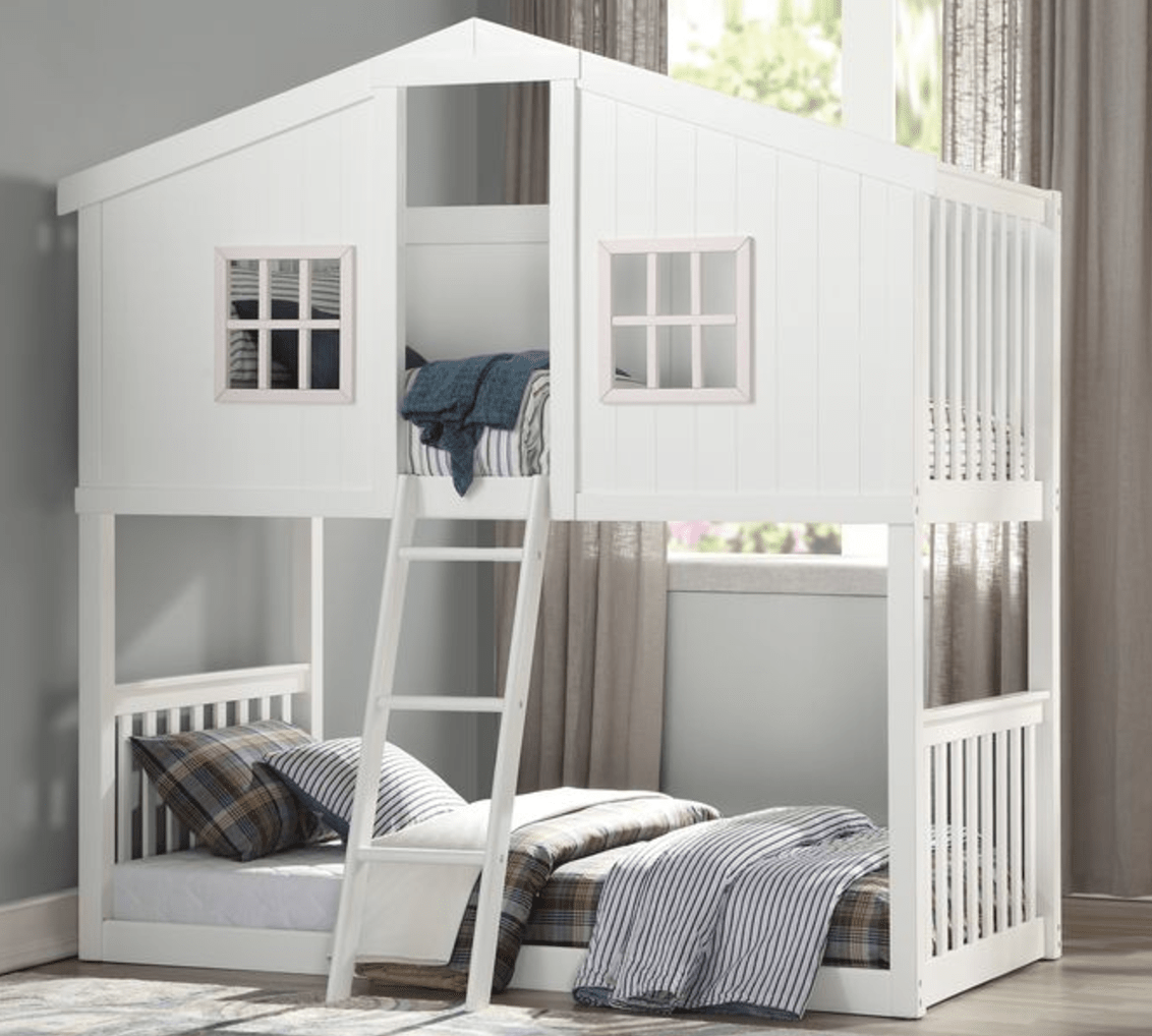 Rohan White & Pink Finish Cottage Twin/Twin Bunk Bed - 1st Choice Furniture Direct