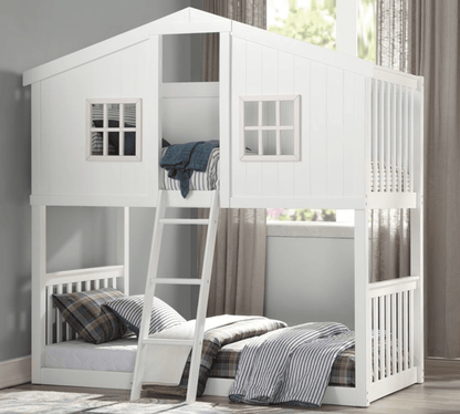 Rohan White & Pink Finish Cottage Twin/Twin Bunk Bed - 1st Choice Furniture Direct