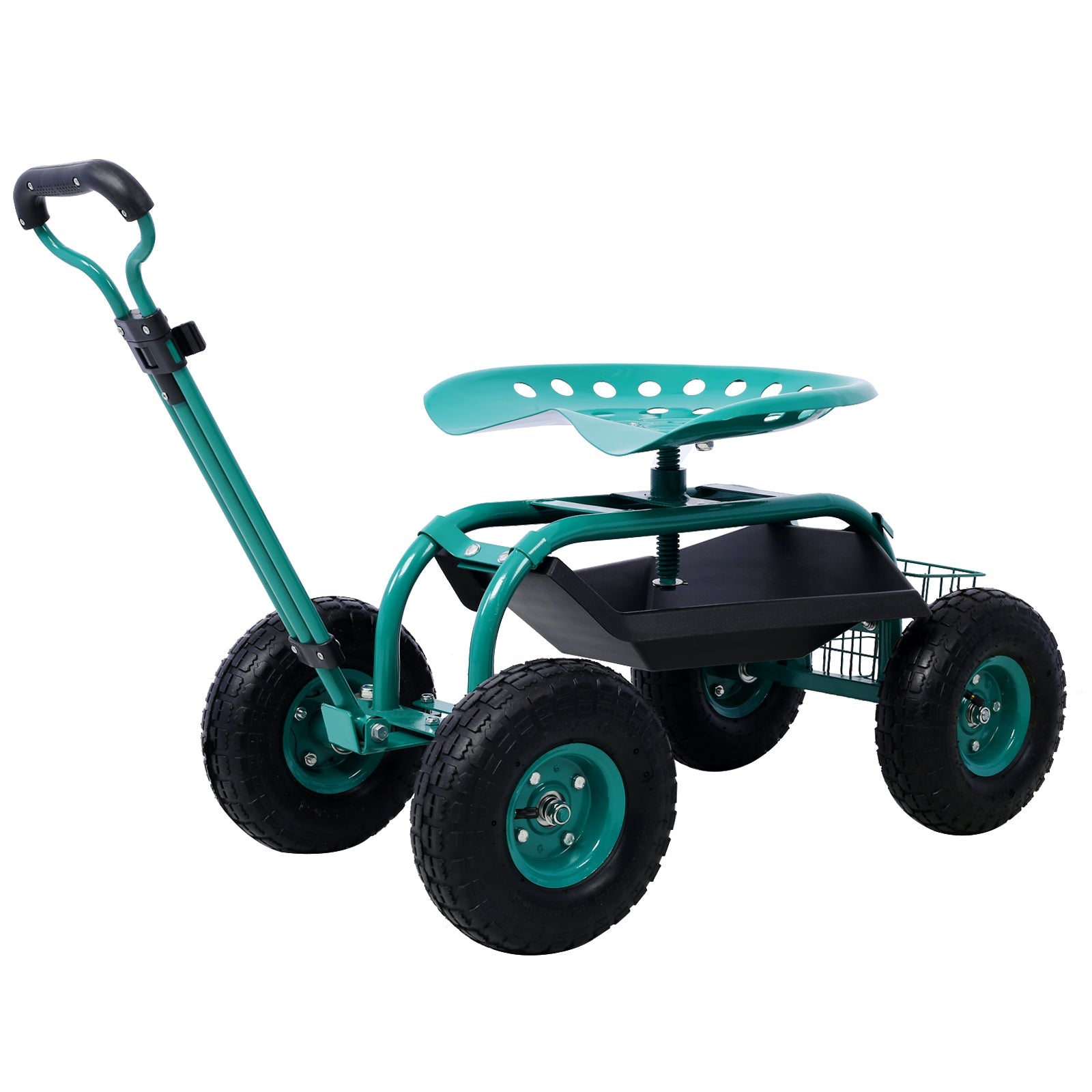 Rolling Garden Scooter Garden Cart Seat with Wheels and Tool Tray, 360 Swivel Seat,Green - 1st Choice Furniture Direct