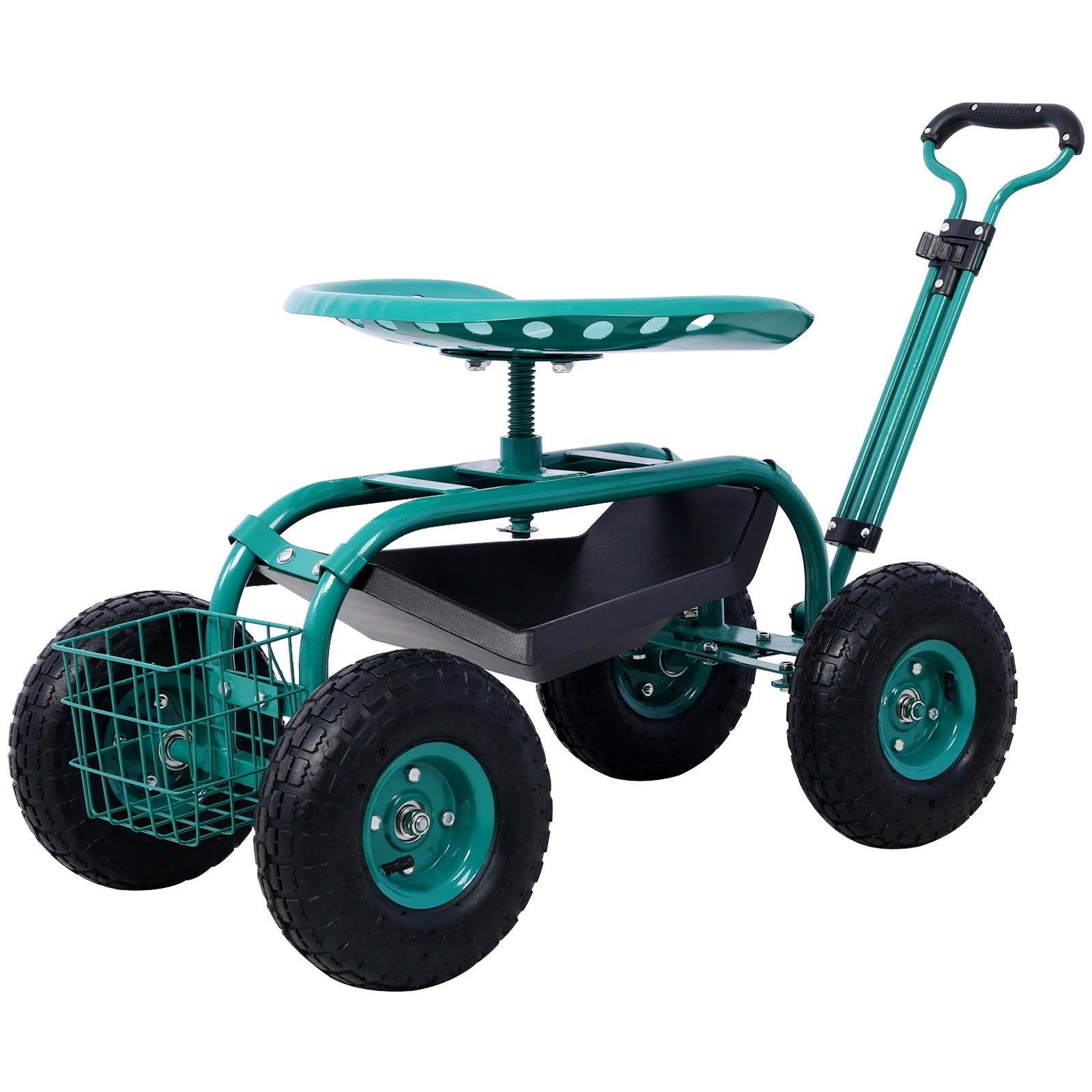 Rolling Garden Scooter Garden Cart Seat with Wheels and Tool Tray, 360 Swivel Seat,Green - 1st Choice Furniture Direct