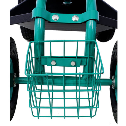 Rolling Garden Scooter Garden Cart Seat with Wheels and Tool Tray, 360 Swivel Seat,Green - 1st Choice Furniture Direct