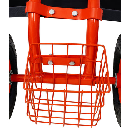 Rolling Garden Scooter Garden Cart Seat with Wheels and Tool Tray, 360 Swivel Seat,Red - 1st Choice Furniture Direct