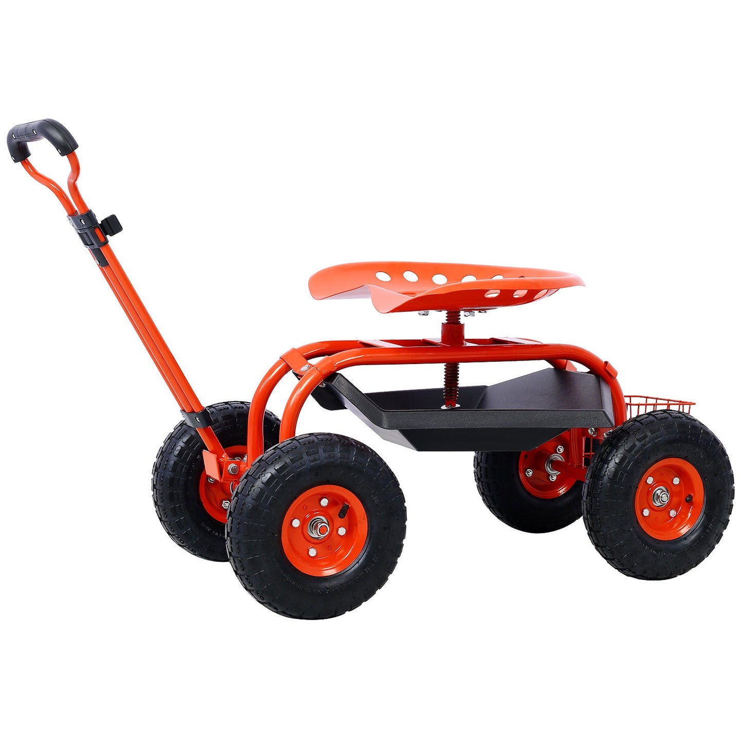 Rolling Garden Scooter Garden Cart Seat with Wheels and Tool Tray, 360 Swivel Seat,Red - 1st Choice Furniture Direct