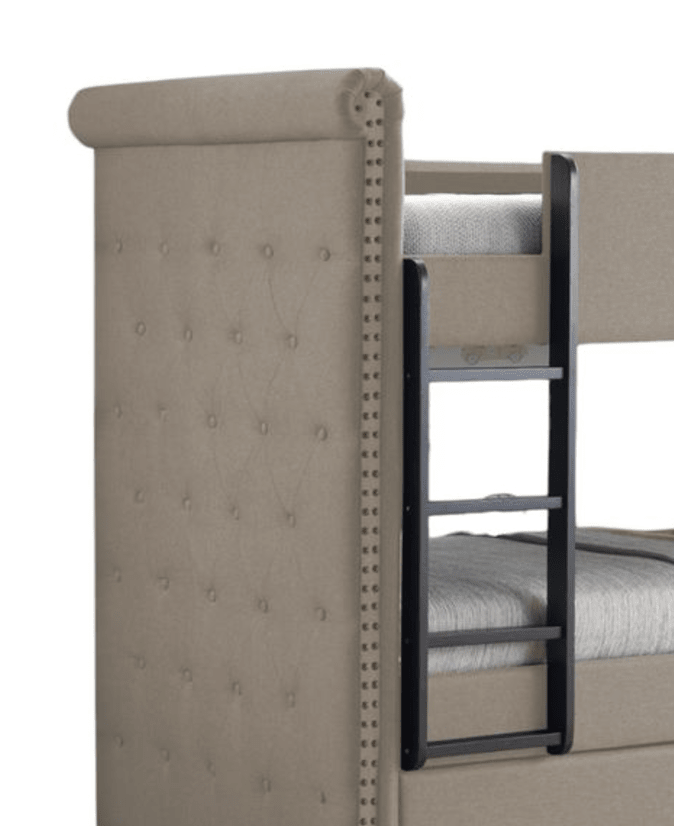 Romana II Beige Fabric Finish Twin/Twin Bunk Bed W/Trundle - 1st Choice Furniture Direct