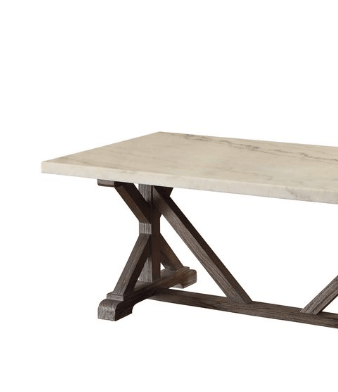 Romina White Marble Top & Weathered Espresso Finish Coffee Table - 1st Choice Furniture Direct