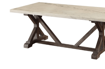 Romina White Marble Top & Weathered Espresso Finish Coffee Table - 1st Choice Furniture Direct