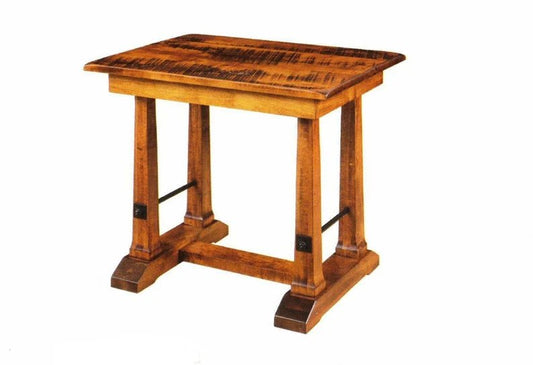 Rough Sawn Brown Maple End Table – Rustic Wood Side Table with Metal Accents - 1st Choice Furniture Direct